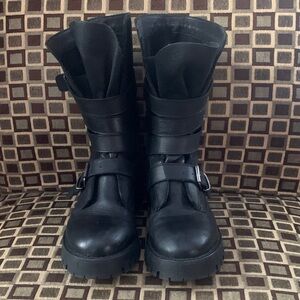 Steve Madden Black Leather Combat Boots
